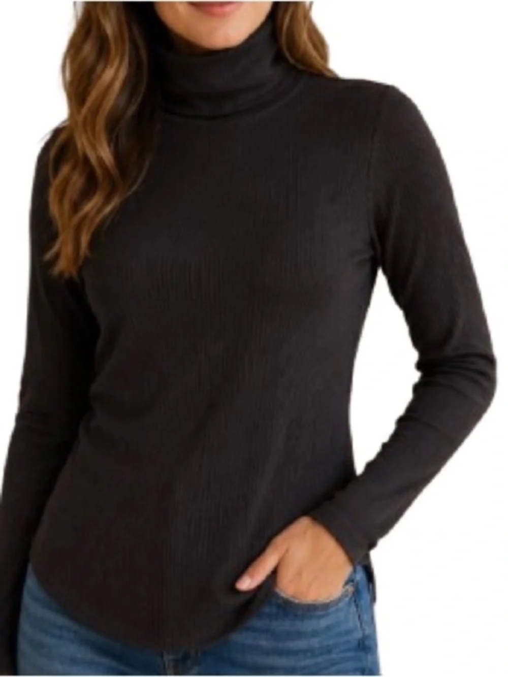 Old Navy Black Ribbed Turtleneck Plush Long Sleeve Size XXL